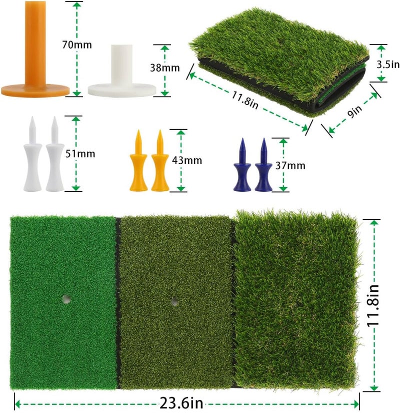 Wind Shear Golf Hitting Mat,Dual-Turf and Tri-Turf Portable & Foldable Golf Mat,Artificial Turf Golf Training Aids for Hitting,Swing & Putting-Ideal Golf Practice Mat for Indoor/Outdoor Use - Image 2